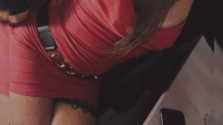 The tight red dress…