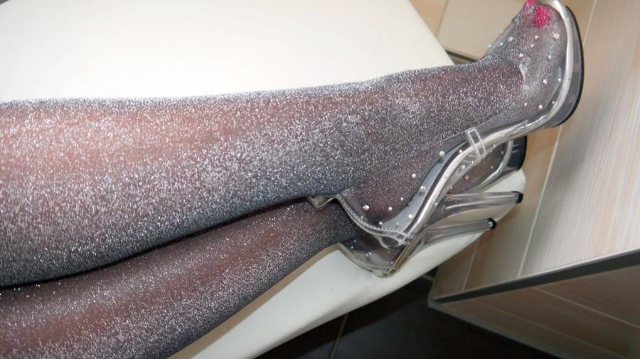 Mein SEXY Nylon Glitzer LOOK